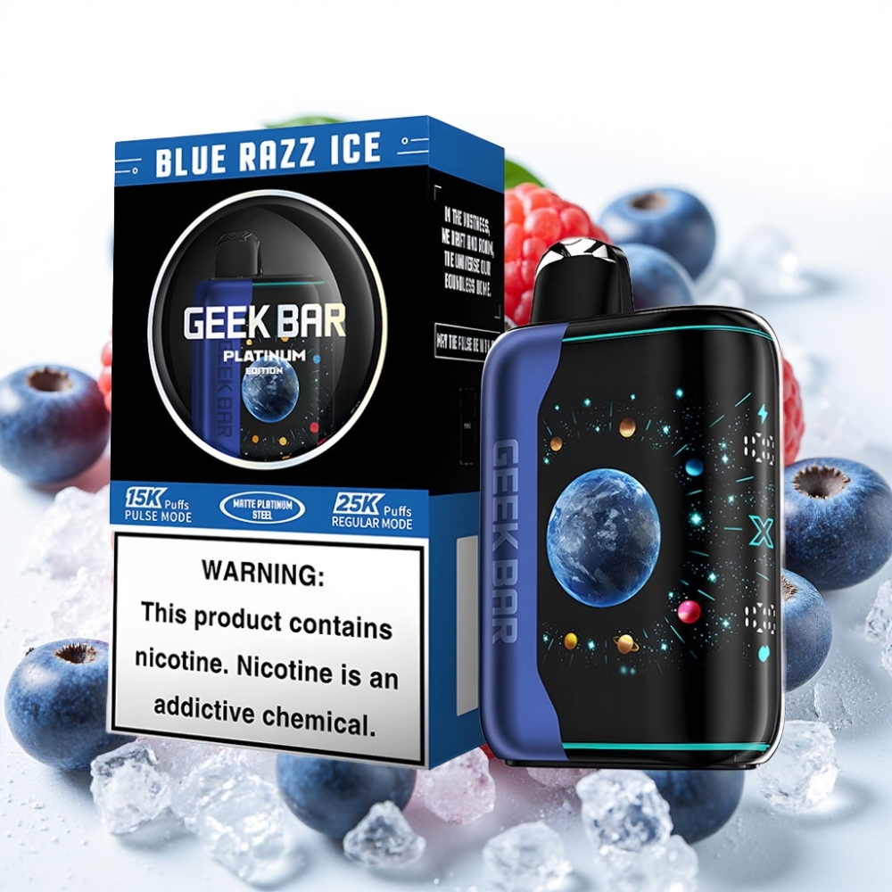 GEEK BAR Platinum Edition 25000 puffs rask lading USB-Type C blå bringebær is