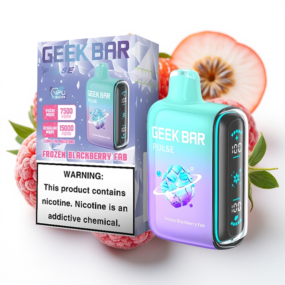 Geek Bar Pulse 15000 Puffs Fryst Utgave – 15 000 trekk, 16ML, 5% nikotin, justerbar luftstrøm, 650 mAh