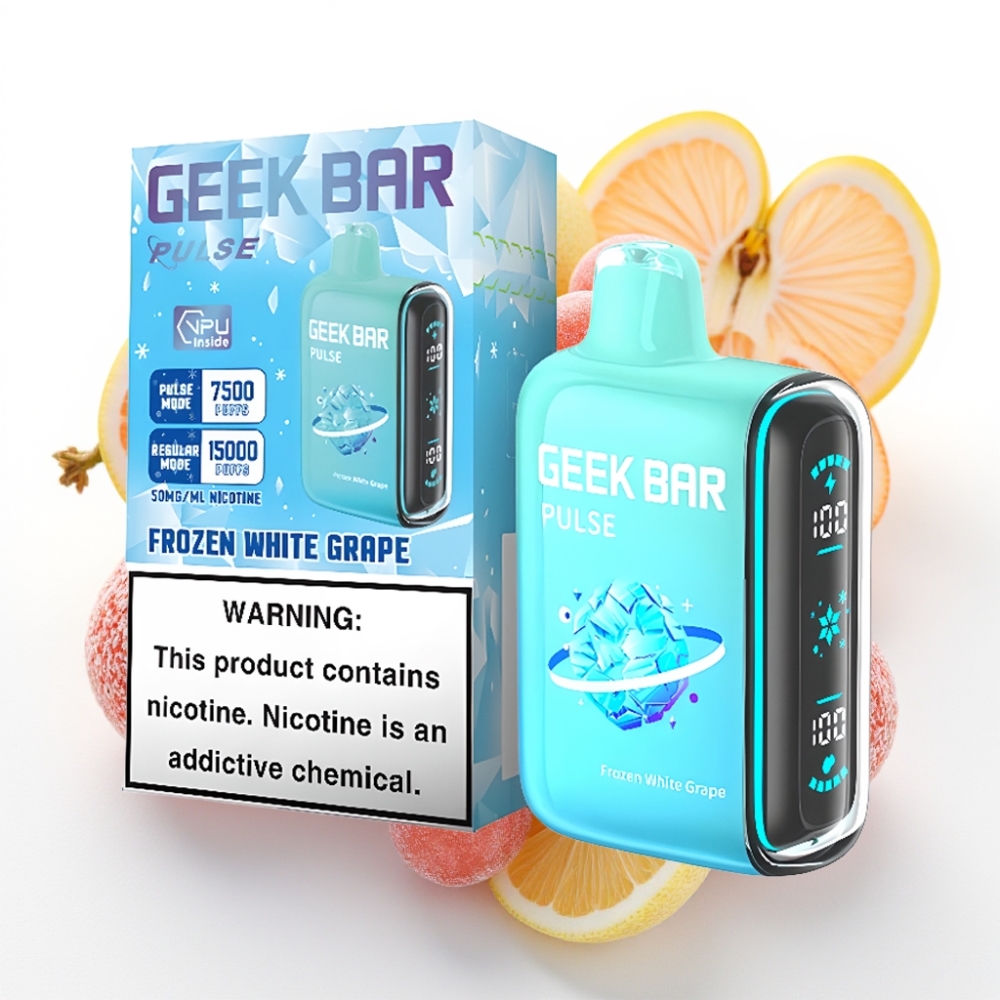 Geek Bar Pulse 15000 Puffs Fryst Utgave – 15 000 trekk, 16ML, 5% nikotin, justerbar luftstrøm, 650 mAh