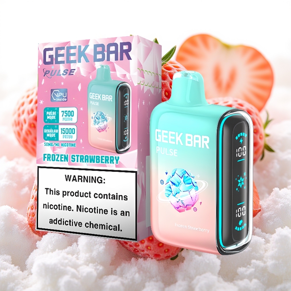 Geek Bar Pulse 15000 Puffs Fryst Utgave – 15 000 trekk, 16ML, 5% nikotin, justerbar luftstrøm, 650 mAh