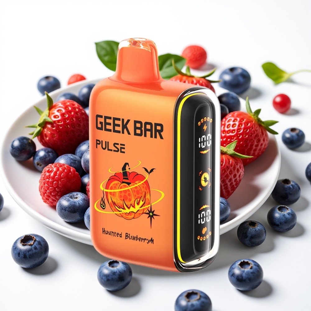 Geek Bar Pulse 15000 Puffs Halloween-utgave med 16ML e-væske, 5% nikotin, justerbar luftstrøm, 650 mAh batteri, USB-C