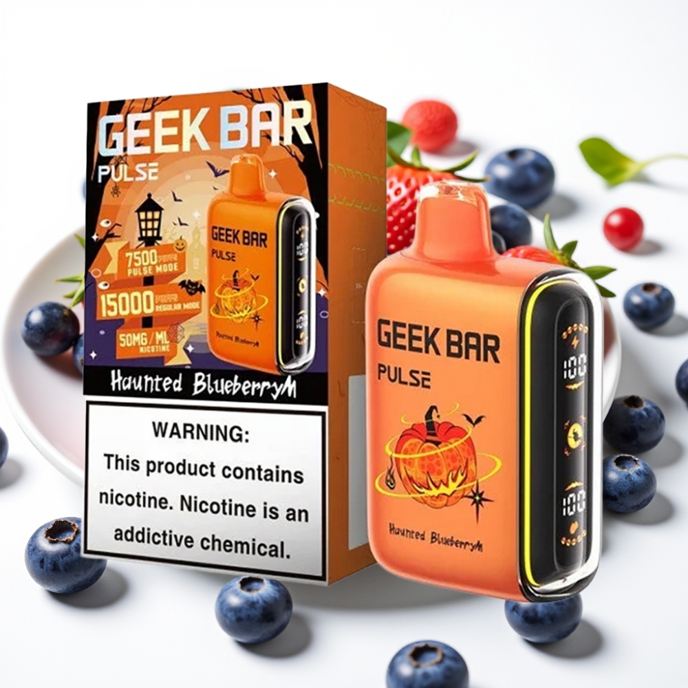 Geek Bar Pulse 15000 Puffs Halloween-utgave med 16ML e-væske, 5% nikotin, justerbar luftstrøm, 650 mAh batteri, USB-C