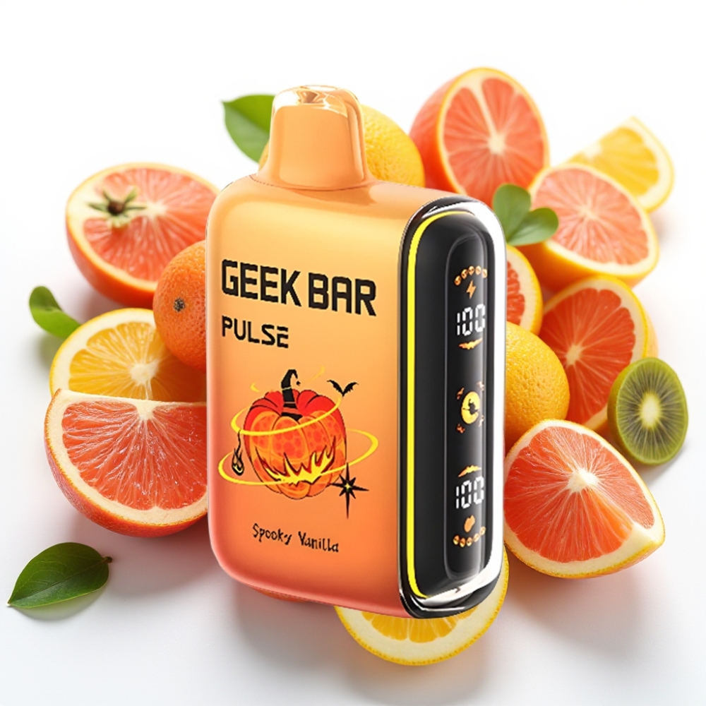 Geek Bar Pulse 15000 Puffs Halloween-utgave med 16ML e-væske, 5% nikotin, justerbar luftstrøm, 650 mAh batteri, USB-C