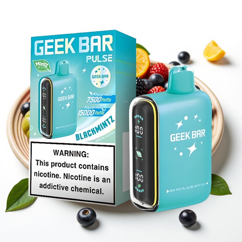 Geek Bar Pulse 15000 Puffs Mynteutgave – 15 000 trekk, 16ML, 5% nikotin, justerbar luftstrøm, 650 mAh, USB-C