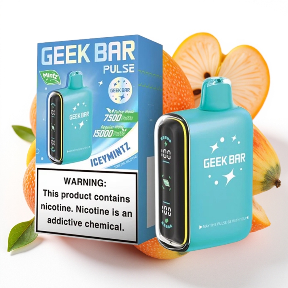 Geek Bar Pulse 15000 Puffs Mynteutgave – 15 000 trekk, 16ML, 5% nikotin, justerbar luftstrøm, 650 mAh, USB-C
