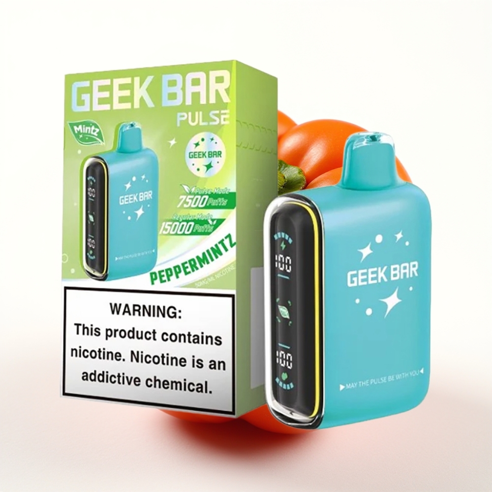 Geek Bar Pulse 15000 Puffs Mynteutgave – 15 000 trekk, 16ML, 5% nikotin, justerbar luftstrøm, 650 mAh, USB-C