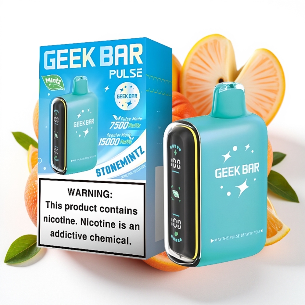 Geek Bar Pulse 15000 Puffs Mynteutgave – 15 000 trekk, 16ML, 5% nikotin, justerbar luftstrøm, 650 mAh, USB-C