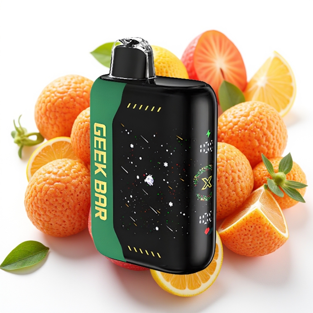 GEEK BAR Pulse X 25000 Puffs opptil 25000 trekk, opptil 15000 trekk i Pulse-modus, 0-5% nikotin, 18mL e-væske, 3D-skjerm, USB-C, dual mesh, Julutgave