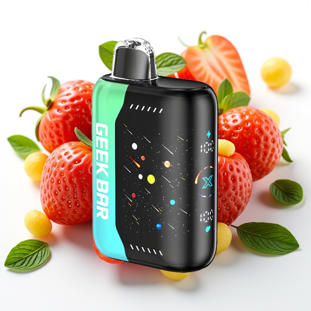 Geek Bar Pulse X 25000 Puffs Meteor Edition opptil 25000 puff, opptil 15000 puff i Pulse-modus, 0-5% nikotin, 18mL væske, 3D-skjerm, USB-C