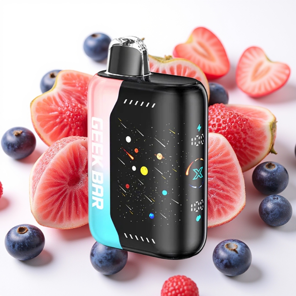 Geek Bar Pulse X 25000 Puffs Meteor Edition opptil 25000 puff, opptil 15000 puff i Pulse-modus, 0-5% nikotin, 18mL væske, 3D-skjerm, USB-C