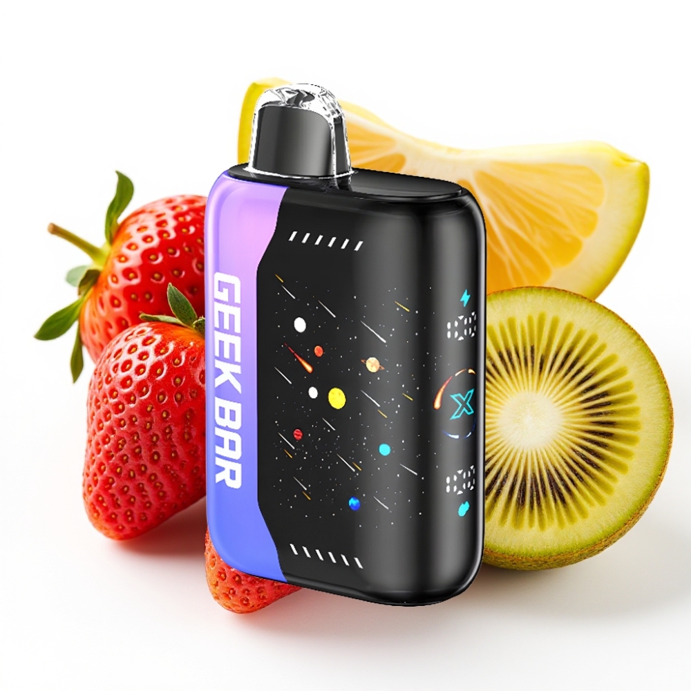 Geek Bar Pulse X 25000 Puffs Meteor Edition opptil 25000 puff, opptil 15000 puff i Pulse-modus, 0-5% nikotin, 18mL væske, 3D-skjerm, USB-C