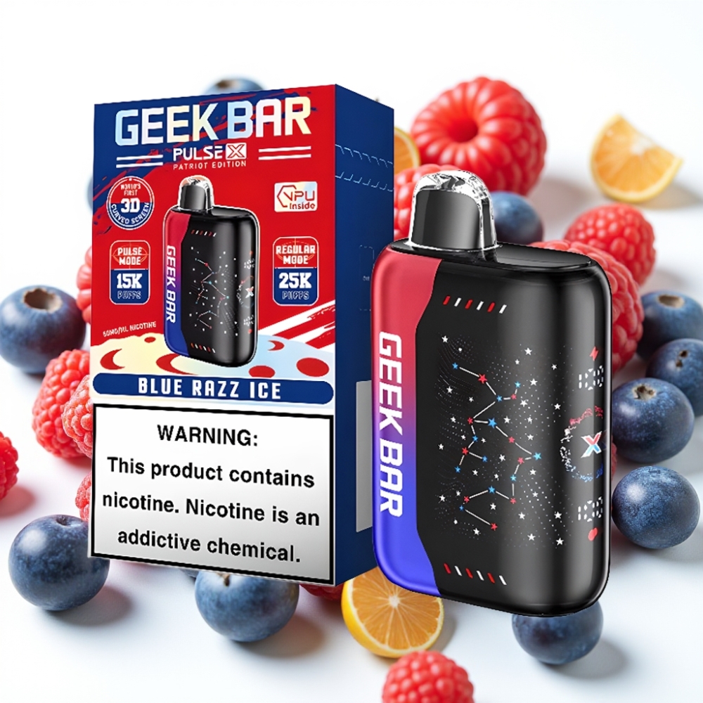 Geek Bar Pulse X 25000 Puffs Patriot Editon opptil 25000 puffs, 18mL e-væske, 0-5% nikotin