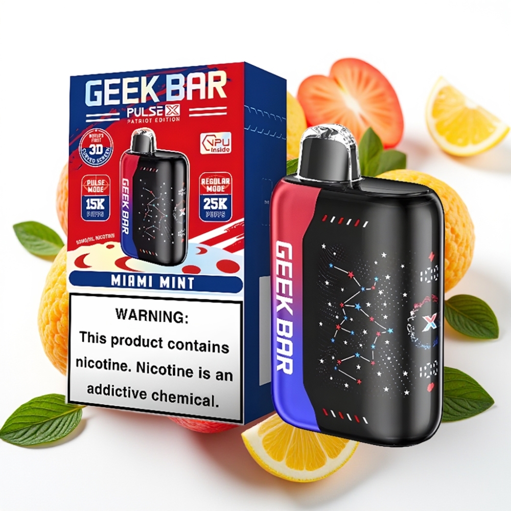 Geek Bar Pulse X 25000 Puffs Patriot Editon opptil 25000 puffs, 18mL e-væske, 0-5% nikotin