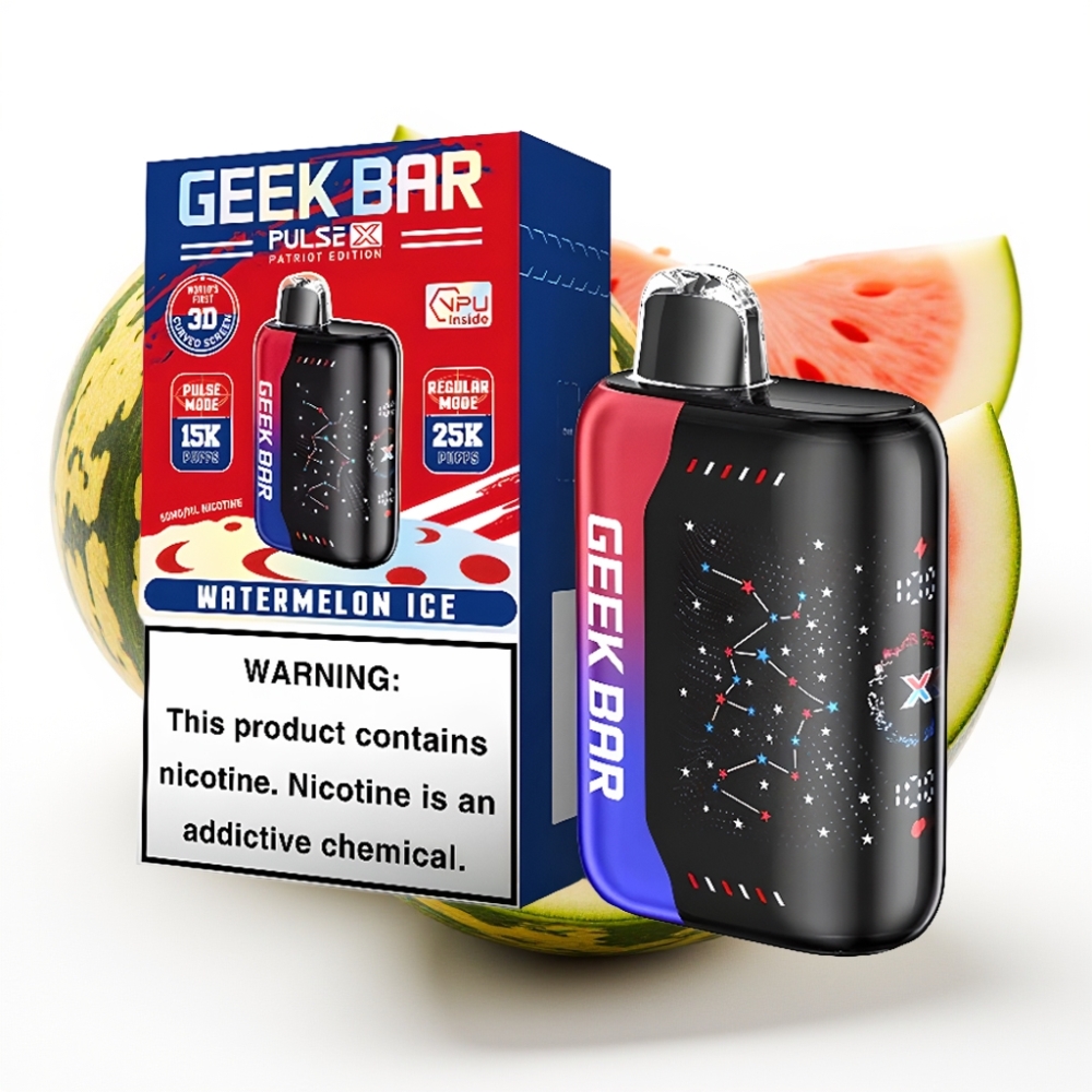 Geek Bar Pulse X 25000 Puffs Patriot Editon opptil 25000 puffs, 18mL e-væske, 0-5% nikotin