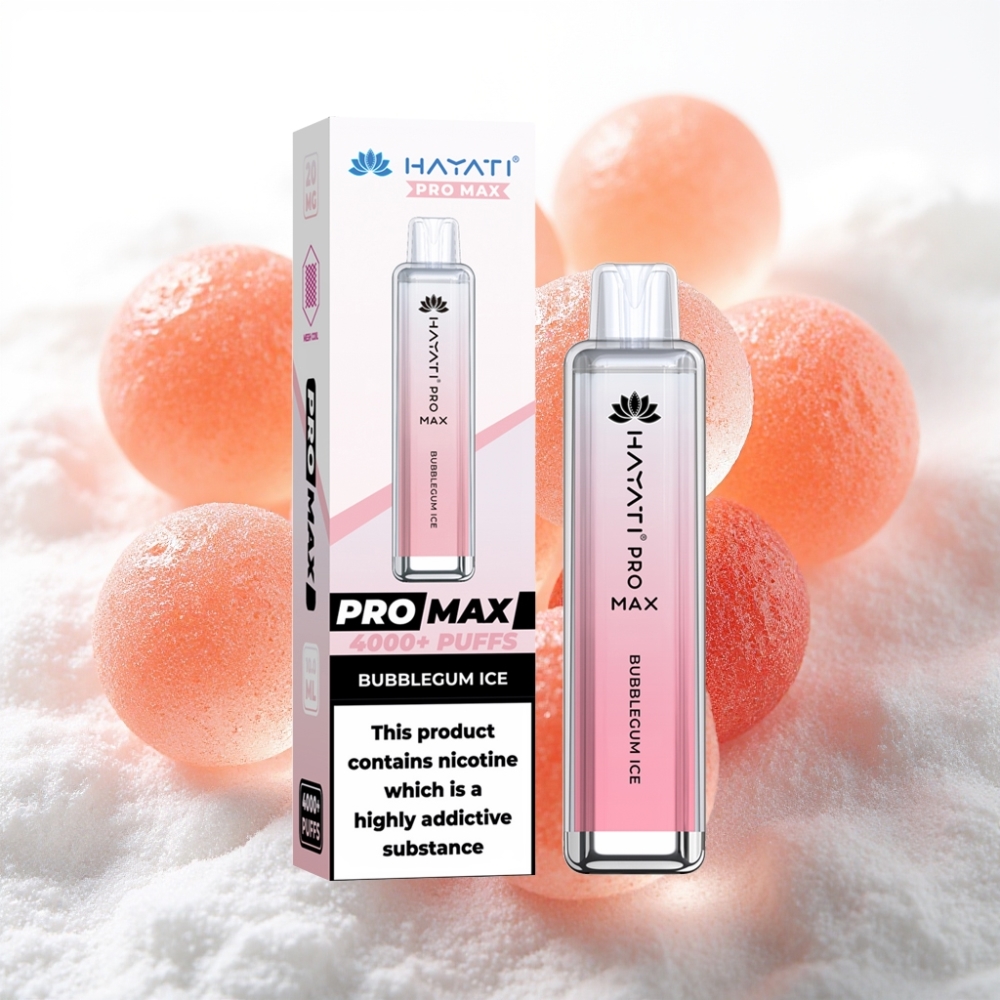 Hayati Pro Max 4000 Puffs Engangs Vape Bubblegum Is – 2%/5% Nikotin, 1400mAh, Oppladbar, TPD