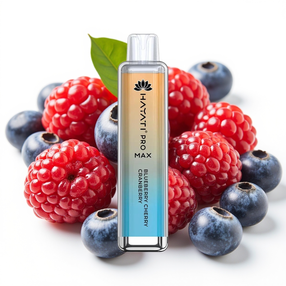 Hayati Pro Max 4000 Puffs Engangsdamp Blåbær Kirsebær Tranebær | 2%/5% Nikotin | 1400mAh | Oppladbar