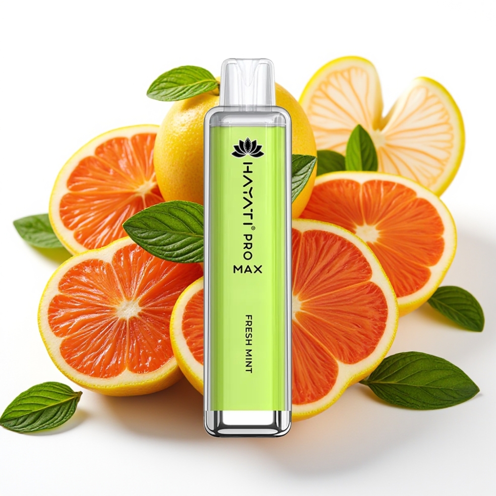 Hayati Pro Max 4000 Puffs Engangsdamp Friskt Mynte – 1400mAh, 2ml tank, oppladbar, 28×28×120mm