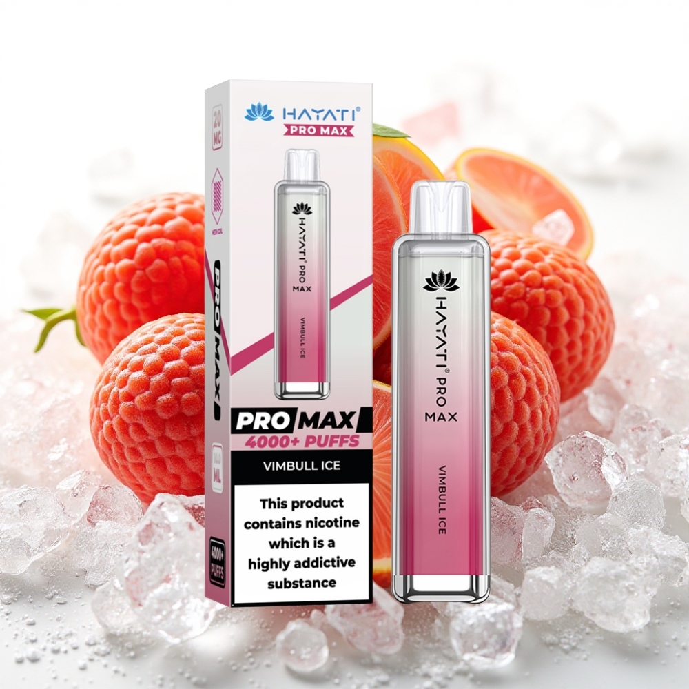Hayati Pro Max 4000 Puffs Engangsdamp Iskald Vimbull, 1400mAh, 2ml/10ml, 2%/5% nikotin