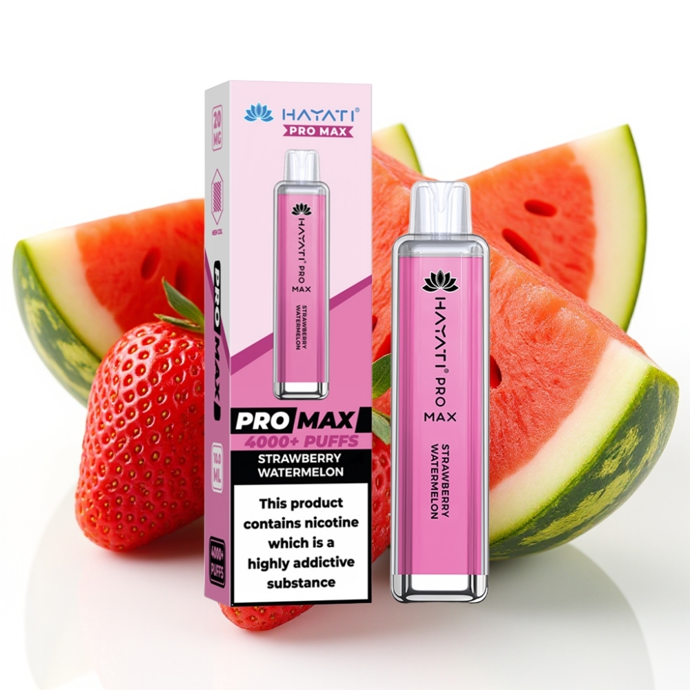 Hayati Pro Max 4000 Puffs Engangsdamp Jordbær Vannmelon 2%/5% Nikotin 1400mAh 28x28x120mm