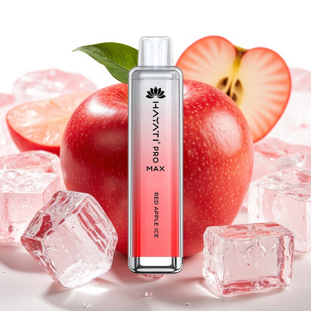 Hayati Pro Max 4000 Puffs Engangsdamp Rød Eple Is | 28×28×120mm | 2ml tank | 1400mAh batteri