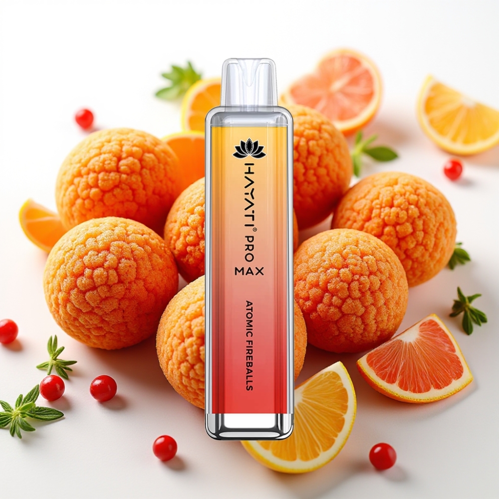 Hayati Pro Max 4000 Puffs Engangsdamper Atomisk Ildkule 28×28×120mm 2%/5% Nikotin 1400mAh