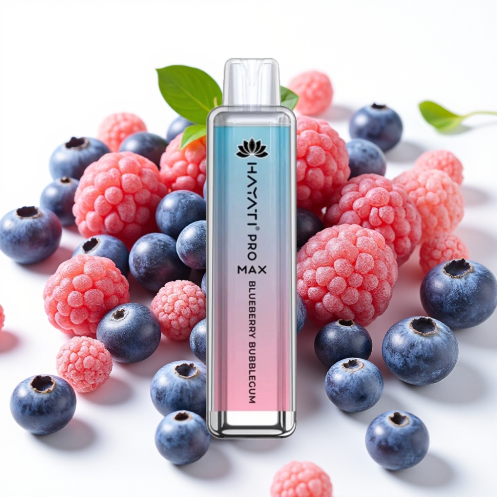 Hayati Pro Max 4000 Puffs Engangsdamper Blåbringebær Tyggegummi 28×28×120mm 2%/5% Nikotin 1400mAh