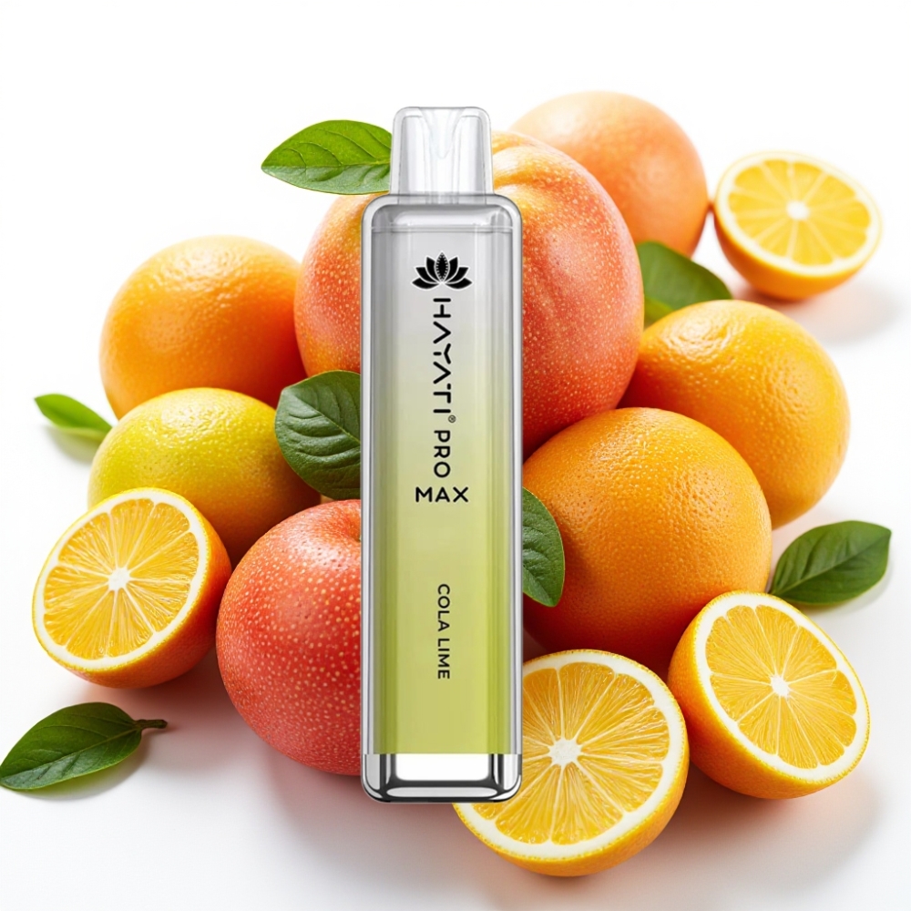 Hayati Pro Max 4000 Puffs Engangsdamper Cola Lime 28x28x120mm 2%/5% Nikotin 1400mAh