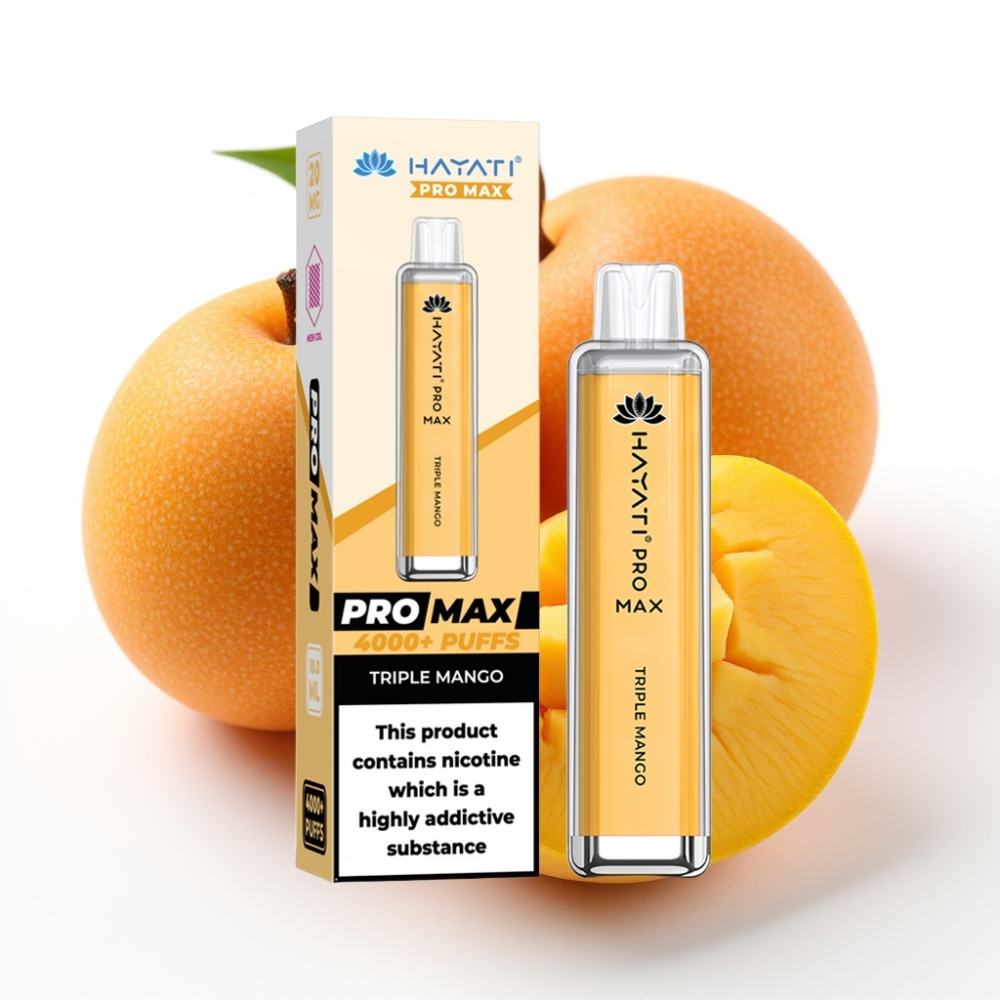 Hayati Pro Max 4000 Puffs Engangsdamper Triple Mango, 2ml/10ml, 1400mAh, 2%/5% nikotin