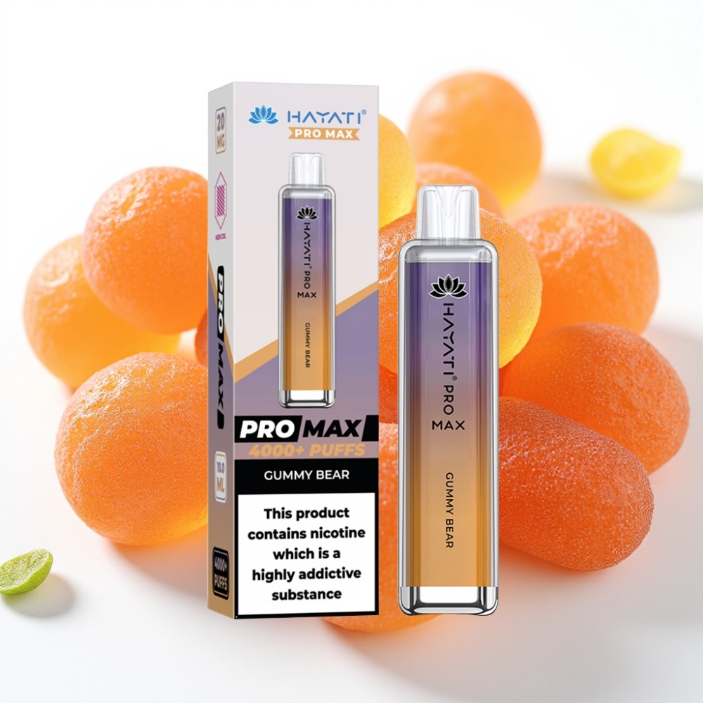 Hayati Pro Max 4000 Puffs Engangsvape Gummy Bjørn, 2%/5% Nikotin, 1400mAh, 28x28x120mm