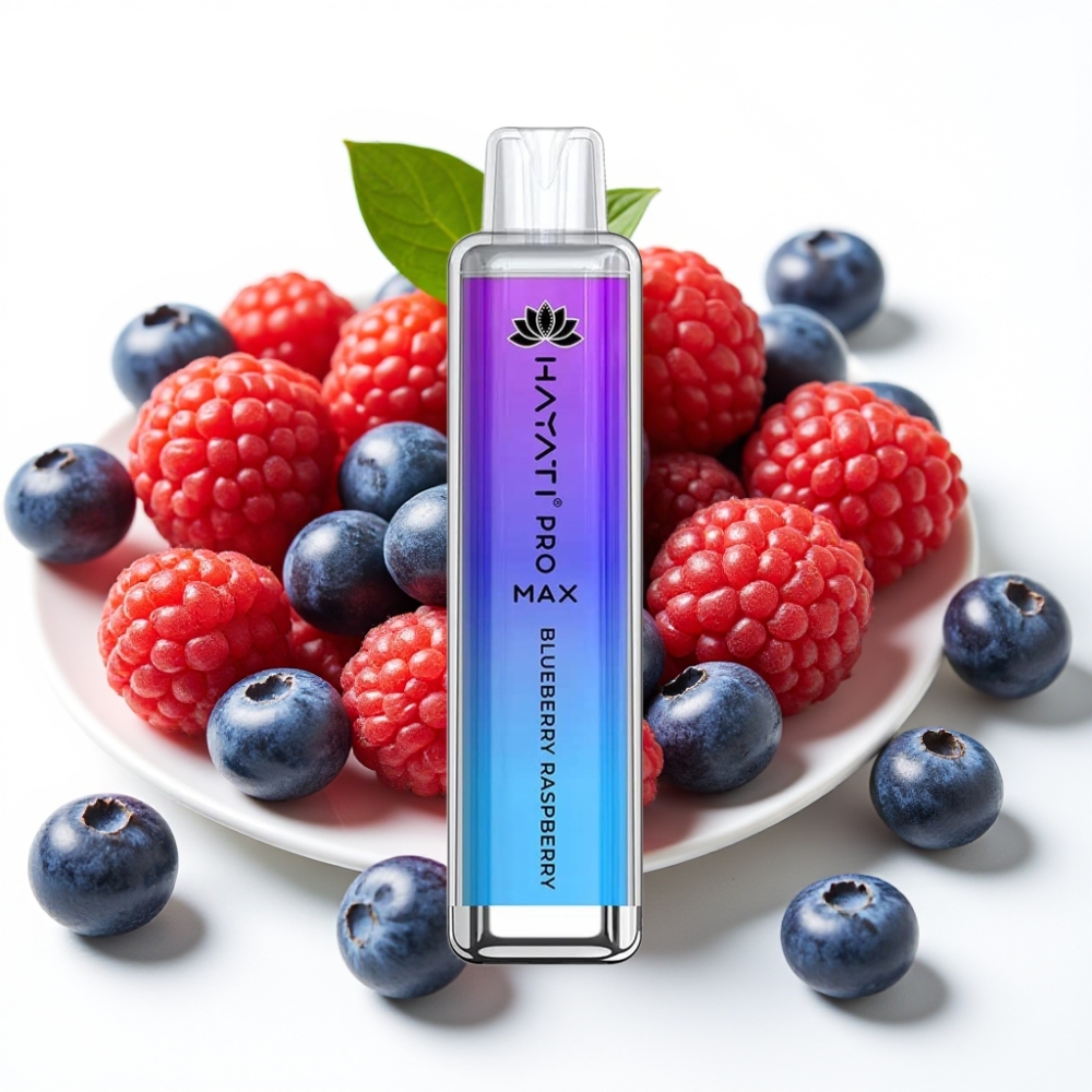 Hayati Pro Max 4000 Puffs Engangsvaper Blåbær Bringebær / 28×28×120mm / 2%, 5% Nikotin / 1400mAh