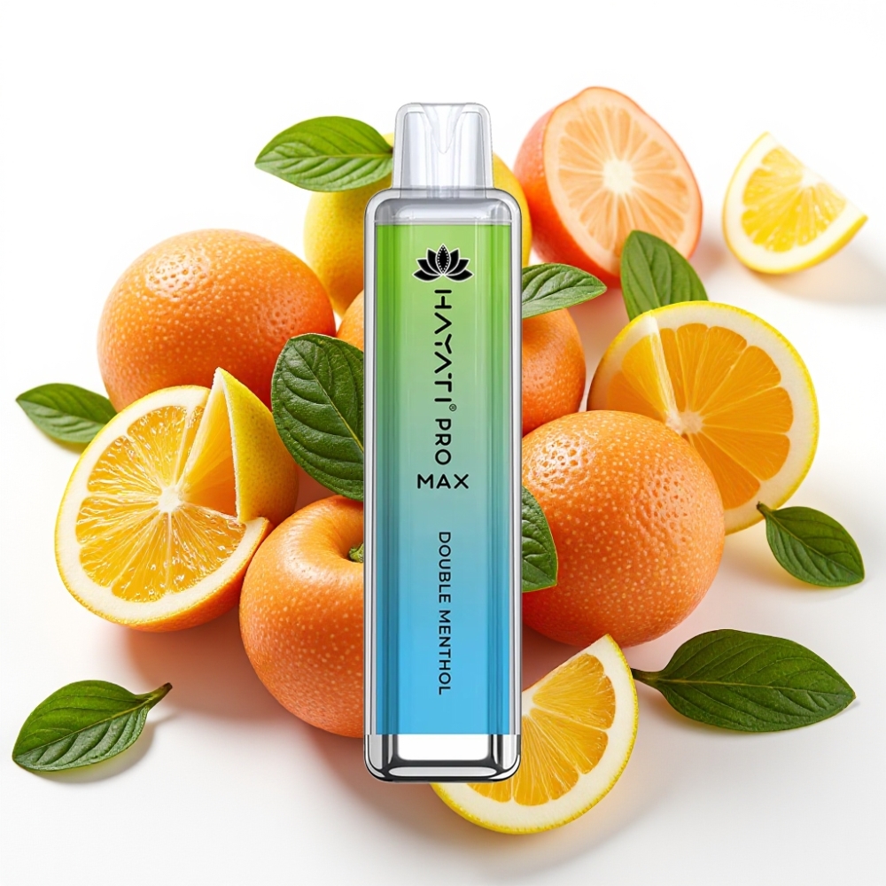 Hayati Pro Max 4000 Puffs Engangsvaper Dobbel Menthol – 28×28×120mm, 2%/5% Nikotin, 1400mAh, Oppladbar