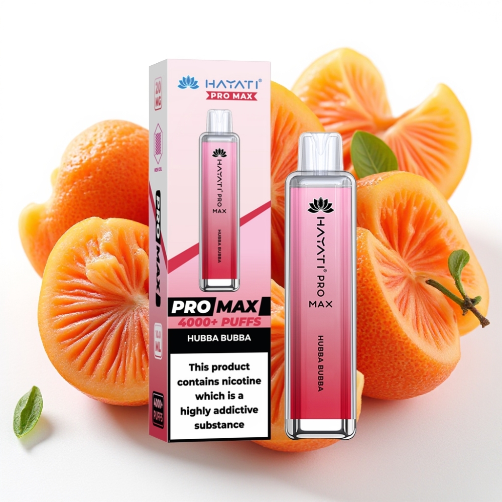 Hayati Pro Max 4000 Puffs Engangsvaper Hubba Bubba 2%/5% Nikotin 1400mAh Ladbar