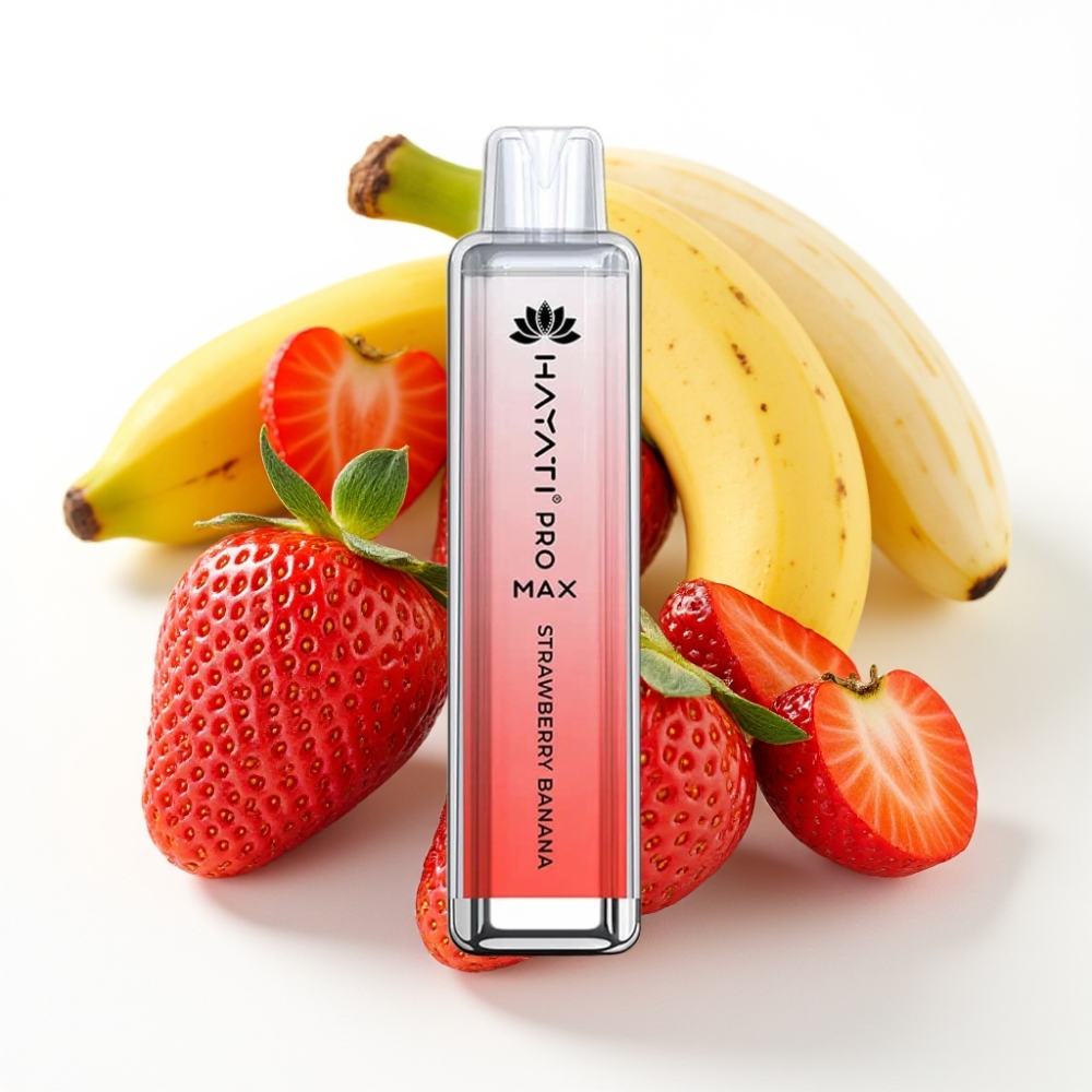 Hayati Pro Max 4000 Puffs Engangsvaper Jordbær Banan | 2%/5% Nikotin | 1400mAh Batteri | 2ml Tank