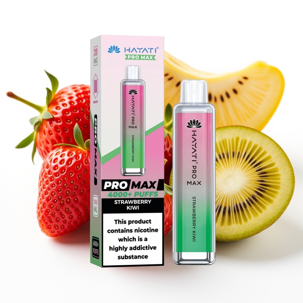 Hayati Pro Max 4000 Puffs Engangsvaper Jordbær Kiwi – 2%/5% Nikotin, 1400mAh, Oppladbar, TPD