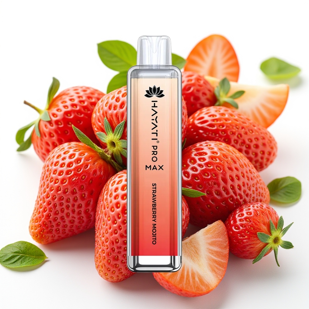 Hayati Pro Max 4000 Puffs Engangsvaper Jordbær Mojito 28x28x120mm 2%/5% Nikotin