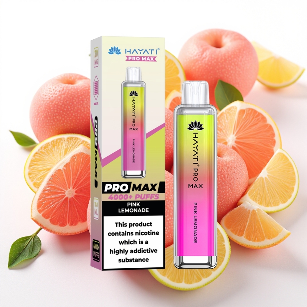 Hayati Pro Max 4000 Puffs Engangsvaper - Rosa Sitronade, 2ml/10ml, 1400mAh, 2%/5% Nikotin