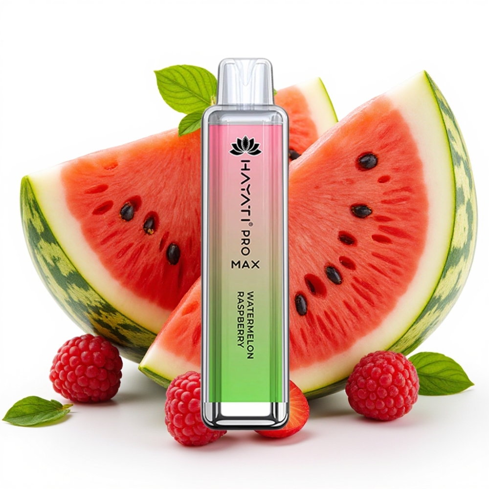 Hayati Pro Max 4000 Puffs Engangsvaper Vannmelon Bringebær 28×28×120mm 2%/5% Nikotin 1400mAh
