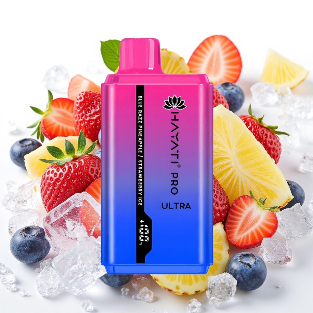 Hayati Pro Ultra 15000 Puffs Blå Bringebær Ananas Is 850mAh 2×12ml 2% 49 smaker