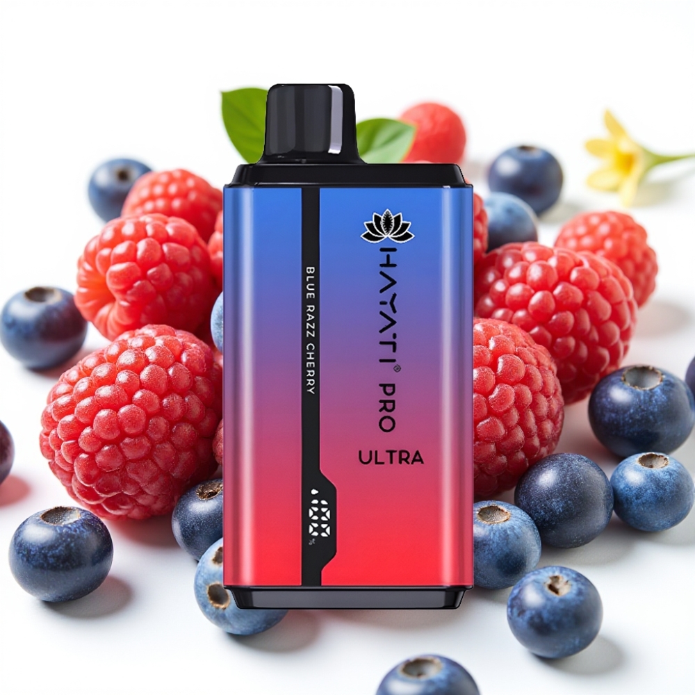 Hayati Pro Ultra 15000 Puffs Blå Bringebær Kirsebær 850mAh 2×12ml 2% 49 smaker
