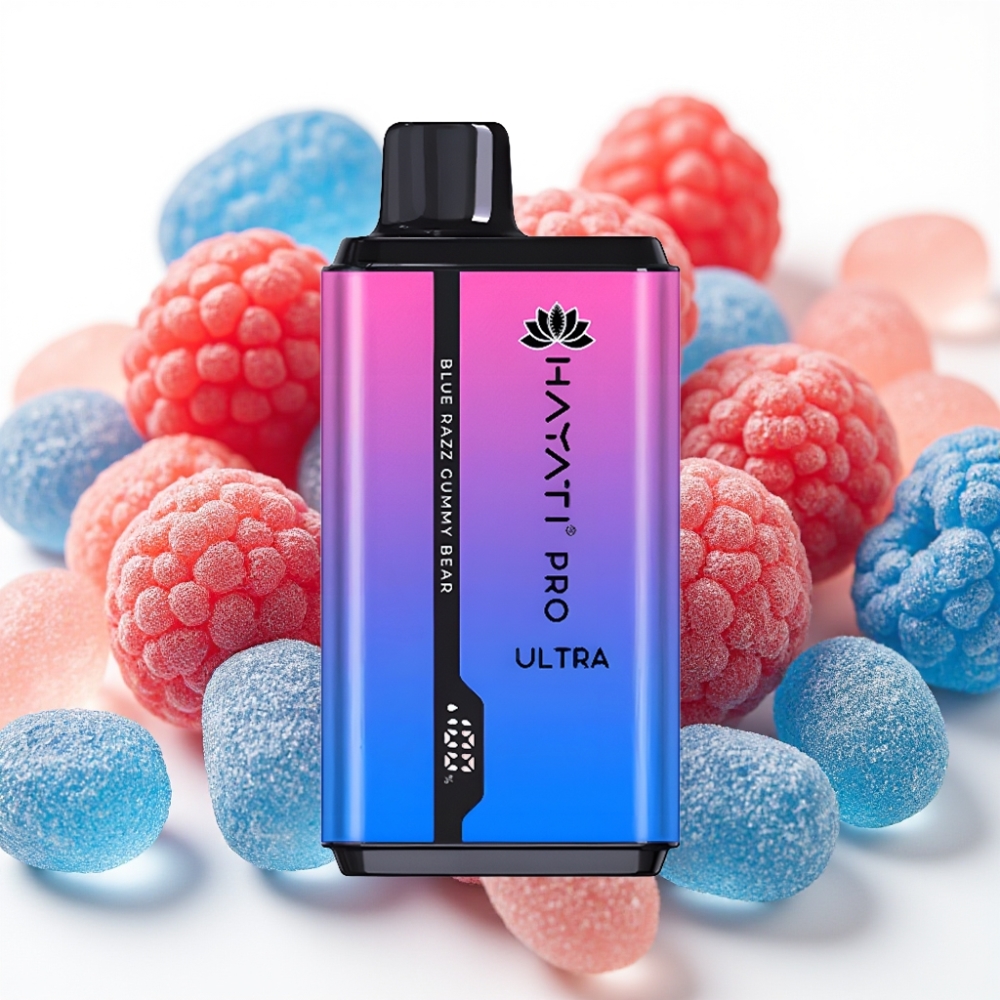 Hayati Pro Ultra 15000 Puffs Blå Razz Gelébjørn 850mAh 2×12ml 2%