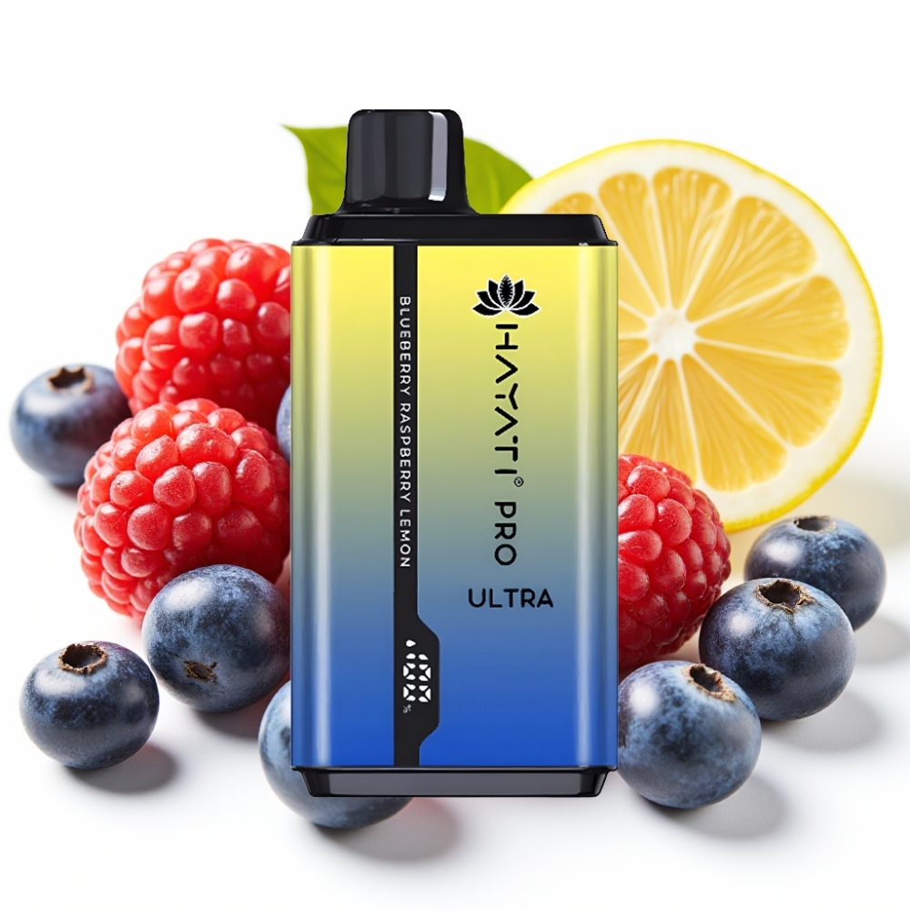 Hayati Pro Ultra 15000 Puffs Blåbær Bringebær Sitron – 850mAh batteri, 2×12ml væske, 2% nikotin