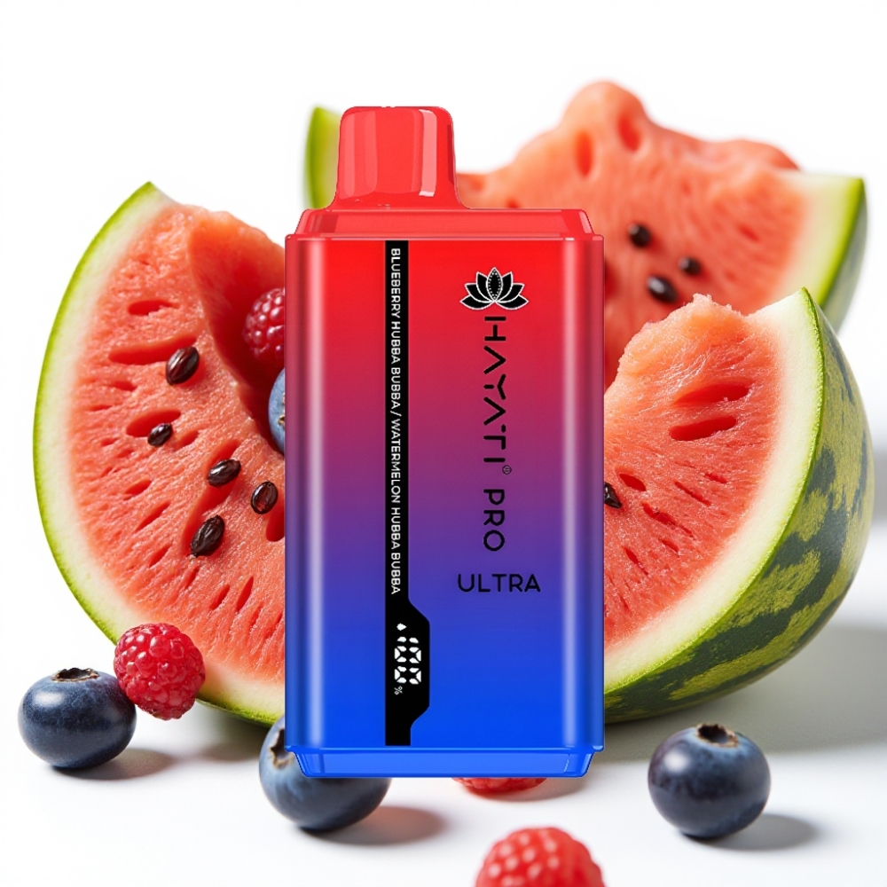 Hayati Pro Ultra 15000 Puffs Blåbær Hubba Bubba Vannmelon Hubba Bubba 850mAh 2×12ml 2% 49 smaker