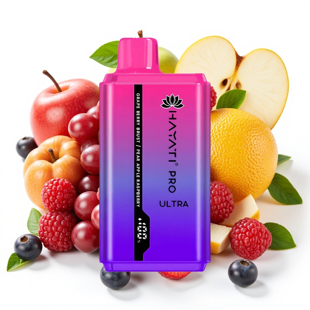 Hayati Pro Ultra 15000 Puffs Druer Bær Eple Bringebær 850mAh 2×12ml 2%