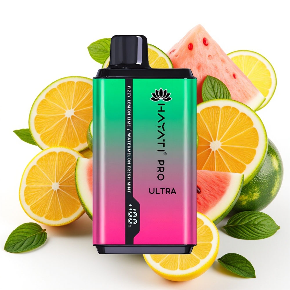 Hayati Pro Ultra 15000 Puffs Fizzy Sitron & Lime Vannmelon Frisk Mynte 15000+ puff 850mAh 2×12ml 2%