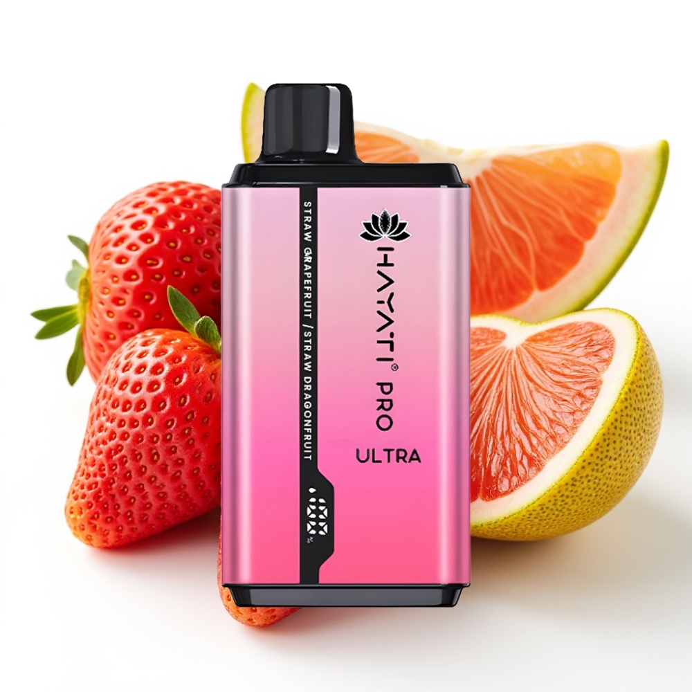 Hayati Pro Ultra 15000 Puffs Jordbær Grapefrukt Jordbær Dragefrukt 850mAh 2×12ml 2% 49 smaker