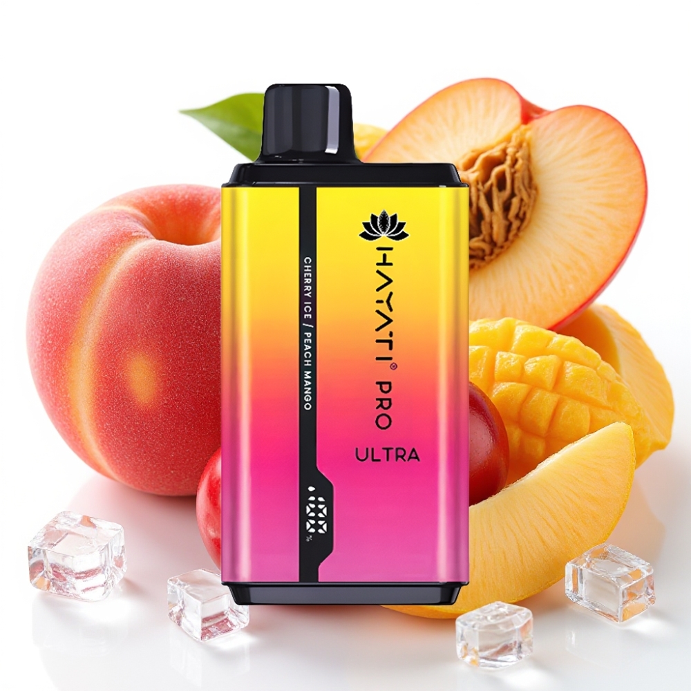Hayati Pro Ultra 15000 Puffs Kirsebær Isfersken Mango 850mAh 2×12ml 2% 49 smaker