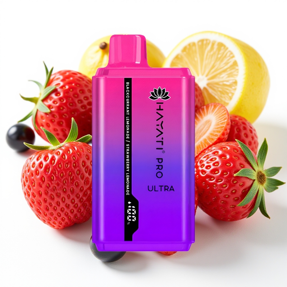 Hayati Pro Ultra 15000 Puffs Svartsolbær Sitronade Jordbær Sitronade 850mAh 2×12ml 2% 49 smaker