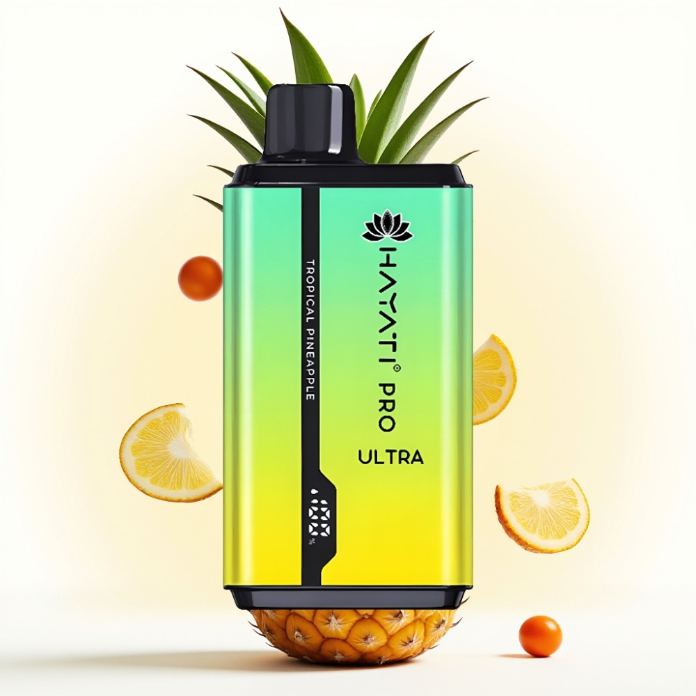 Hayati Pro Ultra 15000 Puffs Tropisk Ananas – 850mAh batteri, 2×12ml væske, 2% nikotin