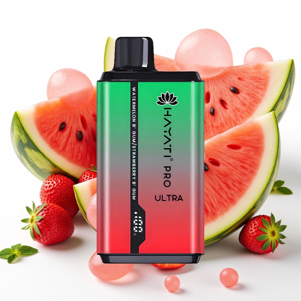 Hayati Pro Ultra 15000 Puffs Vannmelon Bubblegum Jordbær Bubblegum 850mAh 2×12ml 2%