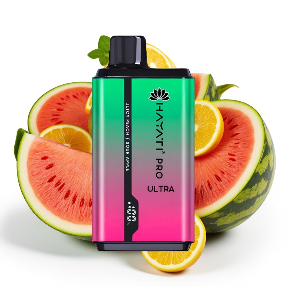 Hayati Pro Ultra 15000 Puffs Vannmelon Kiwi Pasjonsfrukt 850mAh 2×12ml 2% 49 smaker